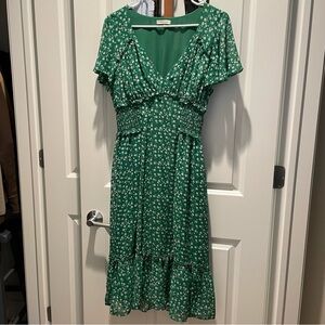 Max Studio Green Floral Midi Dress